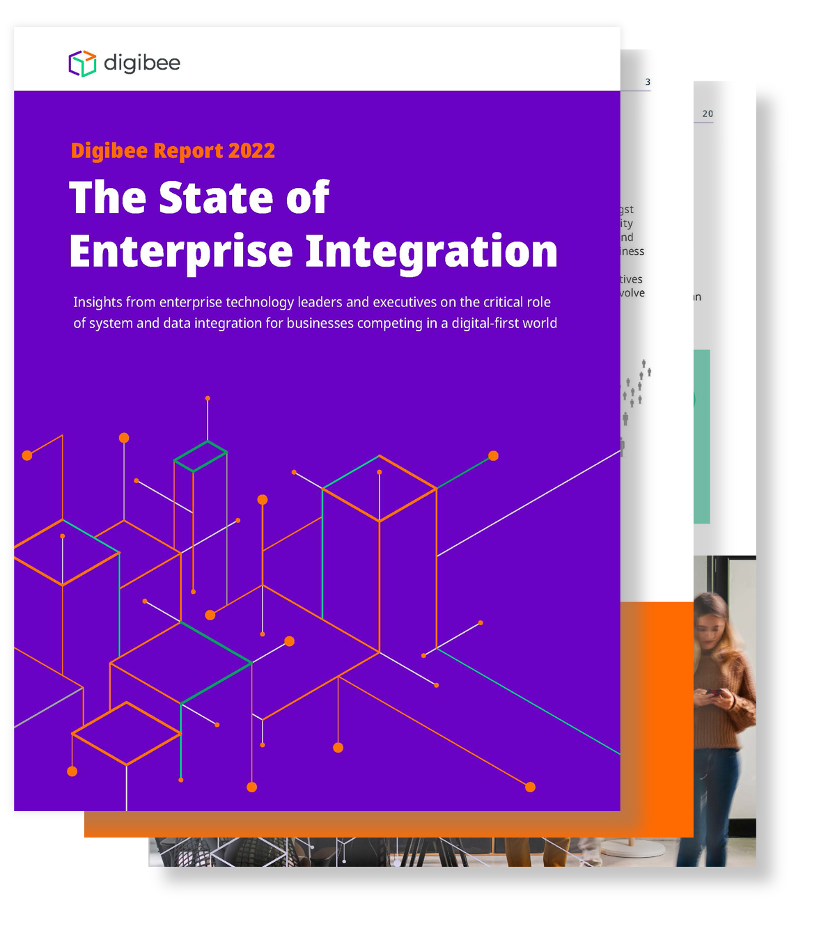 Digibee's State of Enterprise Integration Report cover and pages