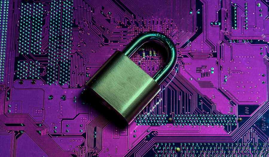 technological-lock-in-padlock-on-circuit-board