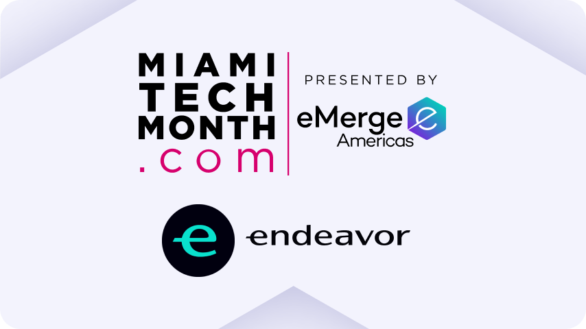 Logos for Miami Tech Month and Endeavor Miami
